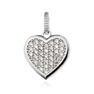 сребърен медальон, сърце, цирконий, родиево покритие