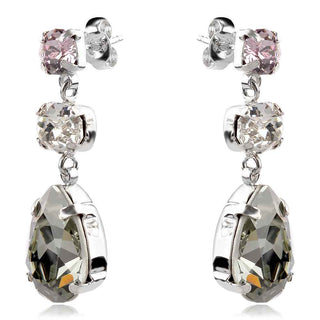 висящи сребърни обеци, капка, кристал сваровски