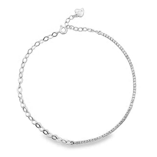 Сребърна гривна за глезен - Sparkle Line