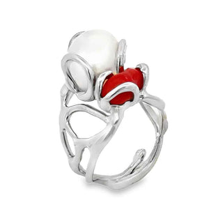 Сребърен пръстен - Baroque Pearl & Red Coral
