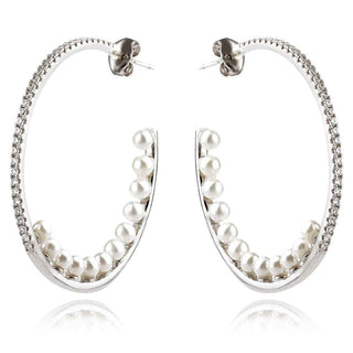 сребърни обеци халки с перли