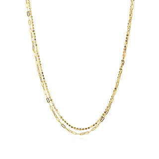 сребърно колие, без камък, жълта позлата, двуредово колие