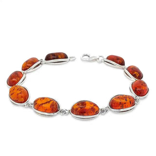 Сребърна гривна - Cognac Amber