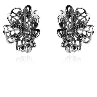 сребърни обеци, без камък, оксидирано сребро, Алгара,