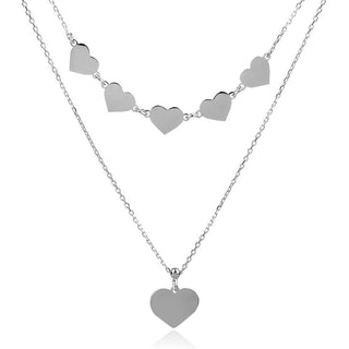 двойно сребърно колие сърца