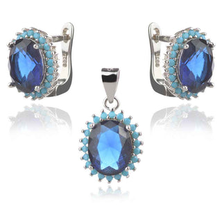 сребърен комплект със син камък