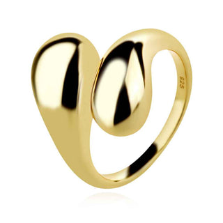 сребърен пръстен, без камък, жълта позлата