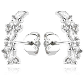 сребърни обеци, цирконий, родиево покритие,