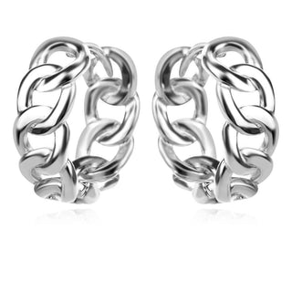 сребърни обеци, обеци тип халки, родиево покритие