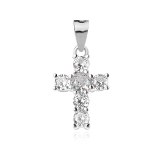 сребърен кръст, цирконий, родиево покритие