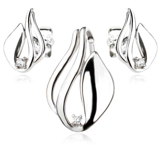 сребърен комплект, цирконий, родиево покритие