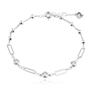 сребърна гривна, цирконий, родиево покритие,