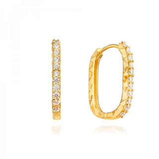 златни обеци, обеци тип халки, цирконий