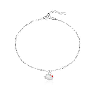 коте Hello Kitty, сребърна гривна, подходяща за дете, емайл