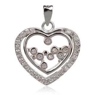 сребърен медальон сърце с цирконии