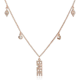 сребърно колие с надпис BABE и розова позлата