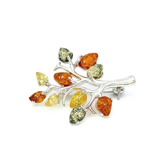 Сребърна брошка - Amber Branch