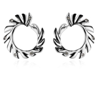 сребърни обеци, цирконий, родиево покритие