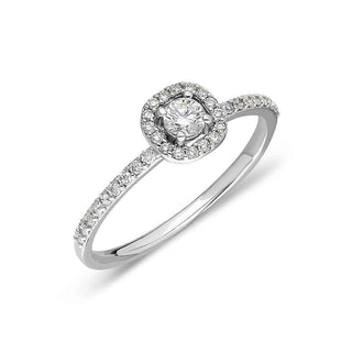 златен пръстен, тип годежен пръстен, бяло злато, диаманти