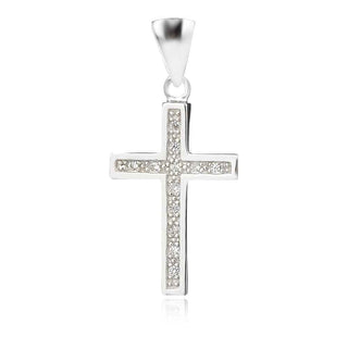 сребърен кръст, цирконий, родиево покритие