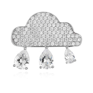 сребърна брошка, цирконий, родиево покритие,