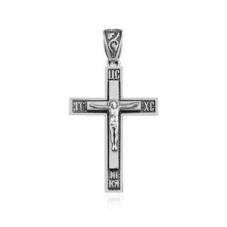 сребърен кръст, оксидирано сребро, без камък, подходящ за мъже