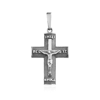 сребърен кръст, оксидирано сребро, подходящ за мъже, без камък