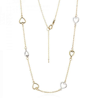 златно колие, без камък, бяло и жълто злато, сърце