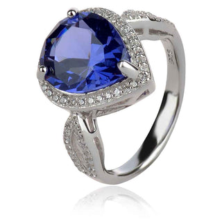 сребърен пръстен с танзанит капка