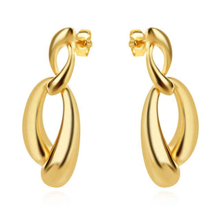 сребърни обеци, без камък, жълта позлата, висящи обеци