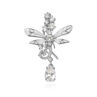 сребърен медальон, цирконий, цветен емайл, родиево покритие, водно конче, Amore Arte,