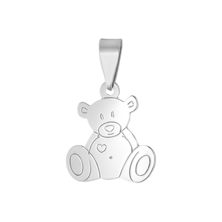 сребърен медальон, подходящ за дете, мече, без камък, родиево покритие, alfa,