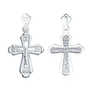 сребърен кръст, без камък, родиево покритие, sokolov,