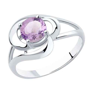 сребърен пръстен, аметист, родиево покритие, sokolov,