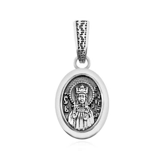 сребърен медальон, Св. Екатерина, оксидирано сребро