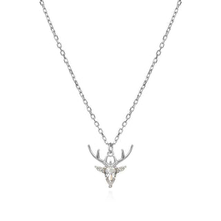 сребърно колие, цирконий, родиево покритие, еленче,