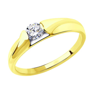 златен пръстен, цирконий, тип годежен пръстен, Sokolov