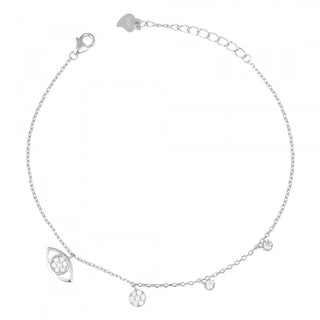 сребърна гривна, цирконий, родиево покритие, окото на Назар