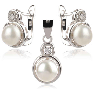 сребърен комплект с перли