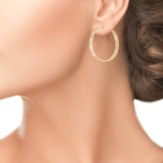 Сребърни обеци - Flower hoops RG