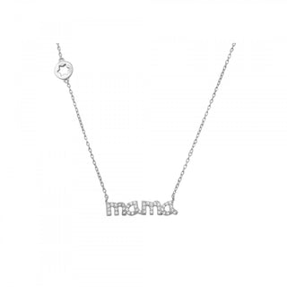 сребърно колие, цирконий, родиево покритие, мама