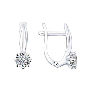 нежни сребърни обеци, родиево покритие, CZ Swarovski, sokolov,