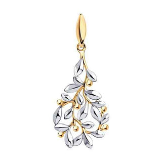 сребърен медальон, флорални мотиви, розова позлата, без камък, sokolov,