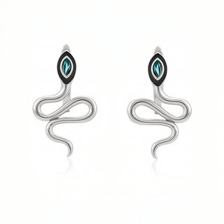 Сребърни обеци - Serpentina Emerald