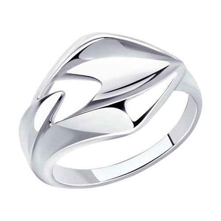 елегантен сребърен пръстен, без камък, родиево покритие, sokolov,