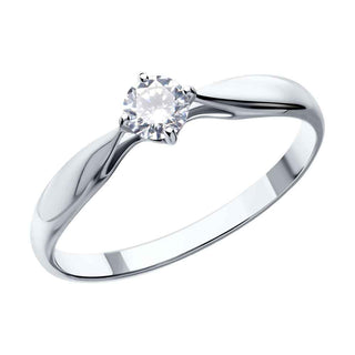 златен пръстен, бяло злато, тип годежен, брилянт, sokolov,