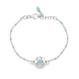 Детска сребърна гривна - Little Bear Charm Blue