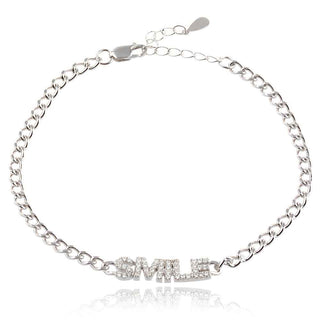 Сребърна гривна с надпис Smile