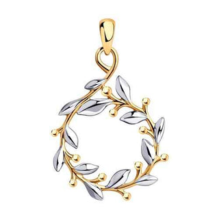 сребърен медальон, флорални мотиви, розова позлата, без камък, sokolov,