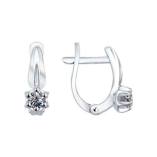 нежни сребърни обеци, родиево покритие, CZ Swarovski, sokolov,